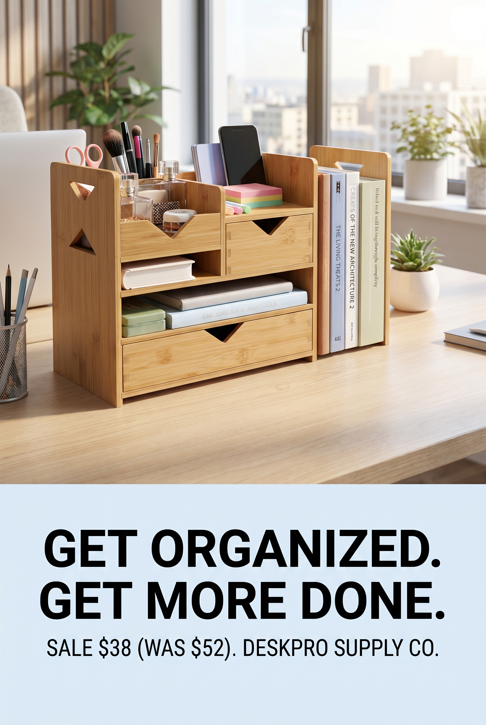 Bamboo Desk Organizer Set — 5 Piece