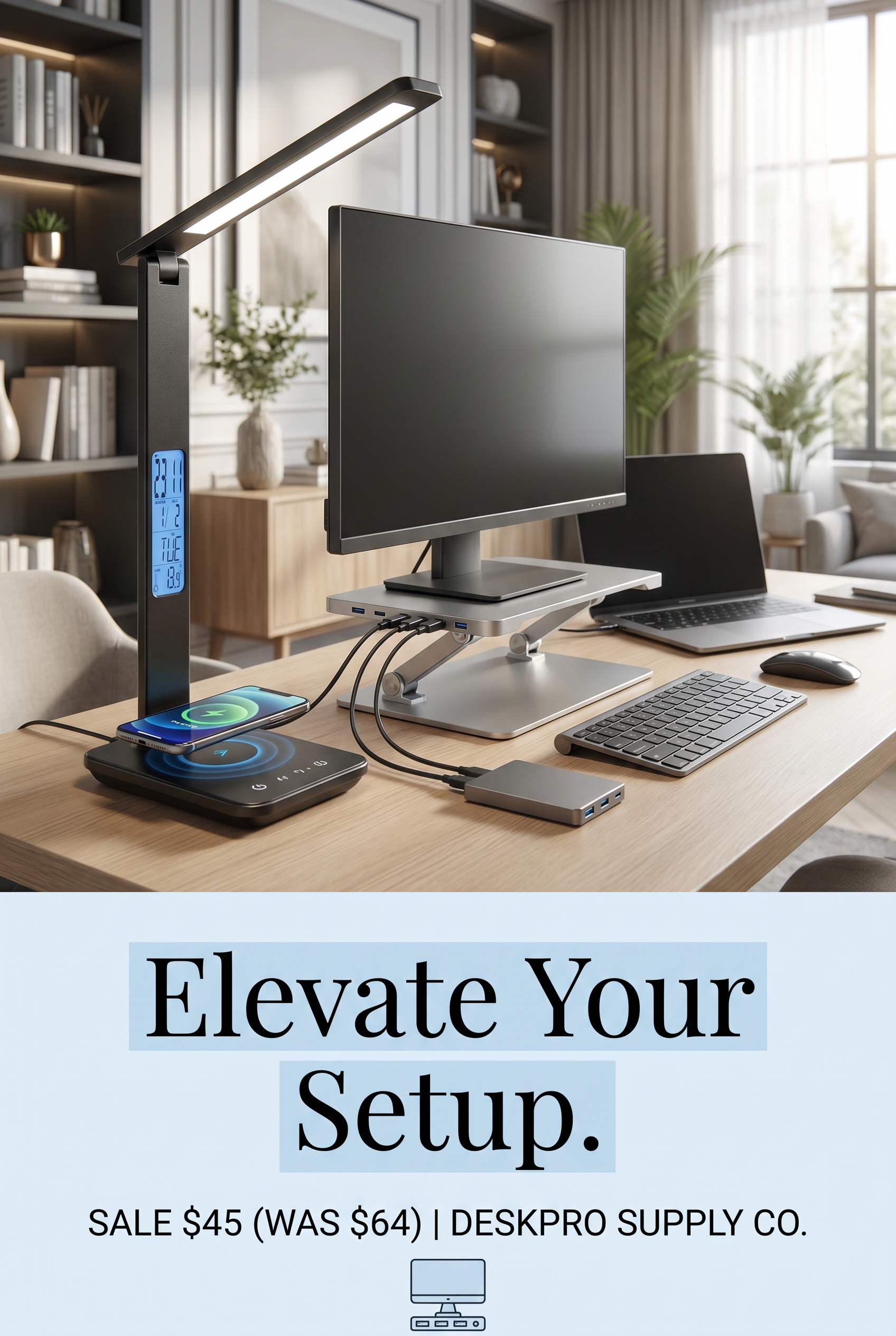 LED Desk Lamp with Wireless Charging Pad